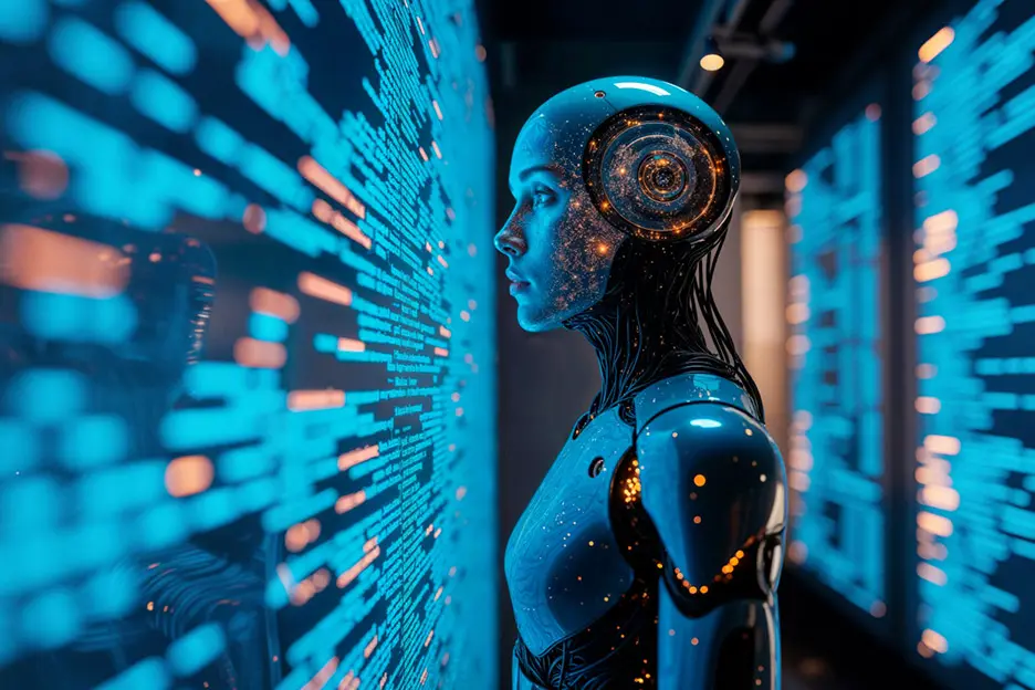 Representación de inteligencia artificial y tecnología avanzada aplicada al diseño de páginas web Quito.