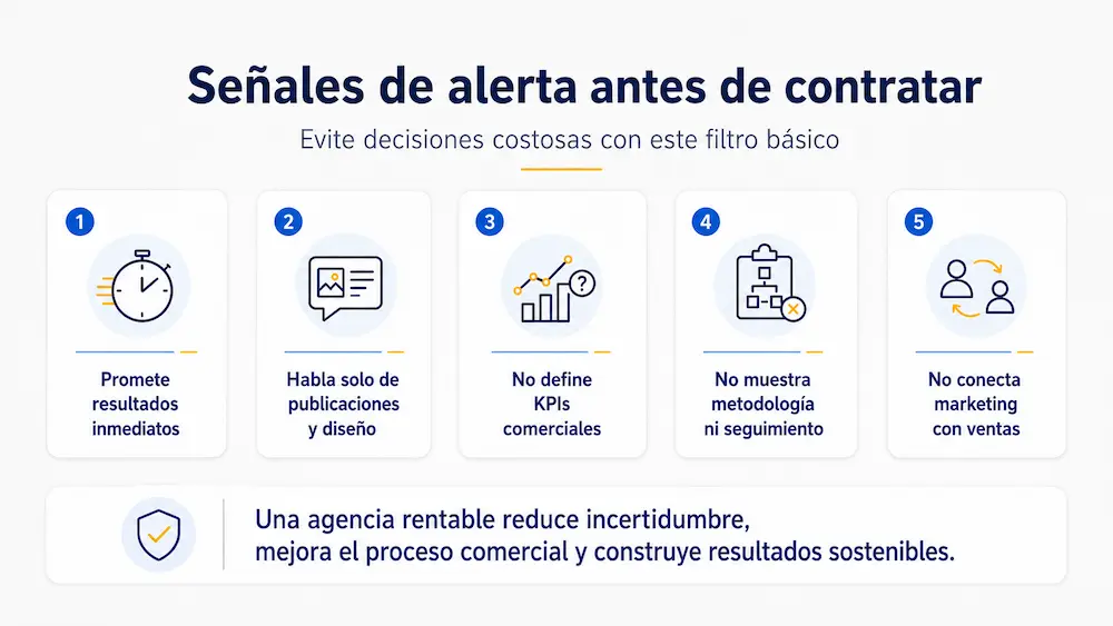 Señales de alerta antes de contratar una agencia digital de marketing